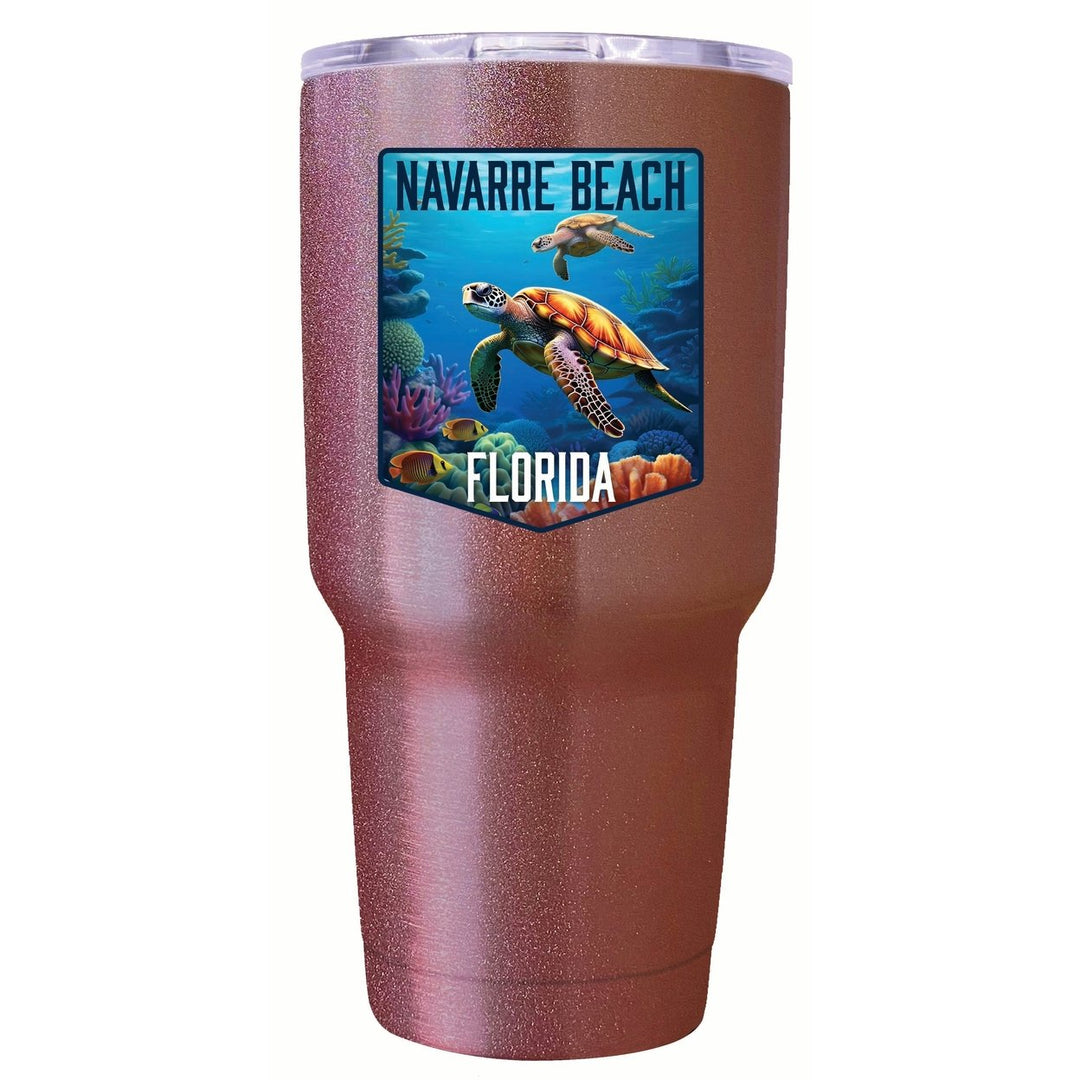 Navarre Beach Florida Underwater Turtle Design Souvenir 24 oz Insulated Stainless Steel Tumbler Image 7