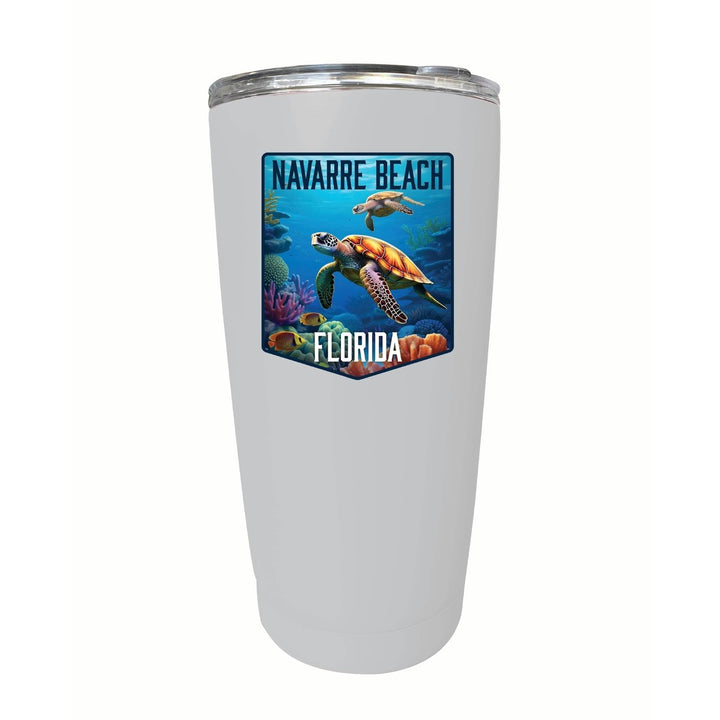 Navarre Beach Florida Underwater Turtle Design Souvenir 16 oz Stainless Steel Insulated Tumbler Image 8