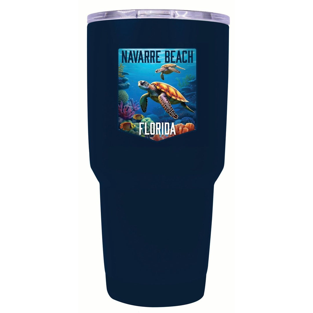 Navarre Beach Florida Underwater Turtle Design Souvenir 24 oz Insulated Stainless Steel Tumbler Image 9