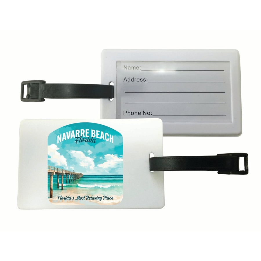 Navarre Beach Florida Pier Painting Design Souvenir Luggage Tag Image 1