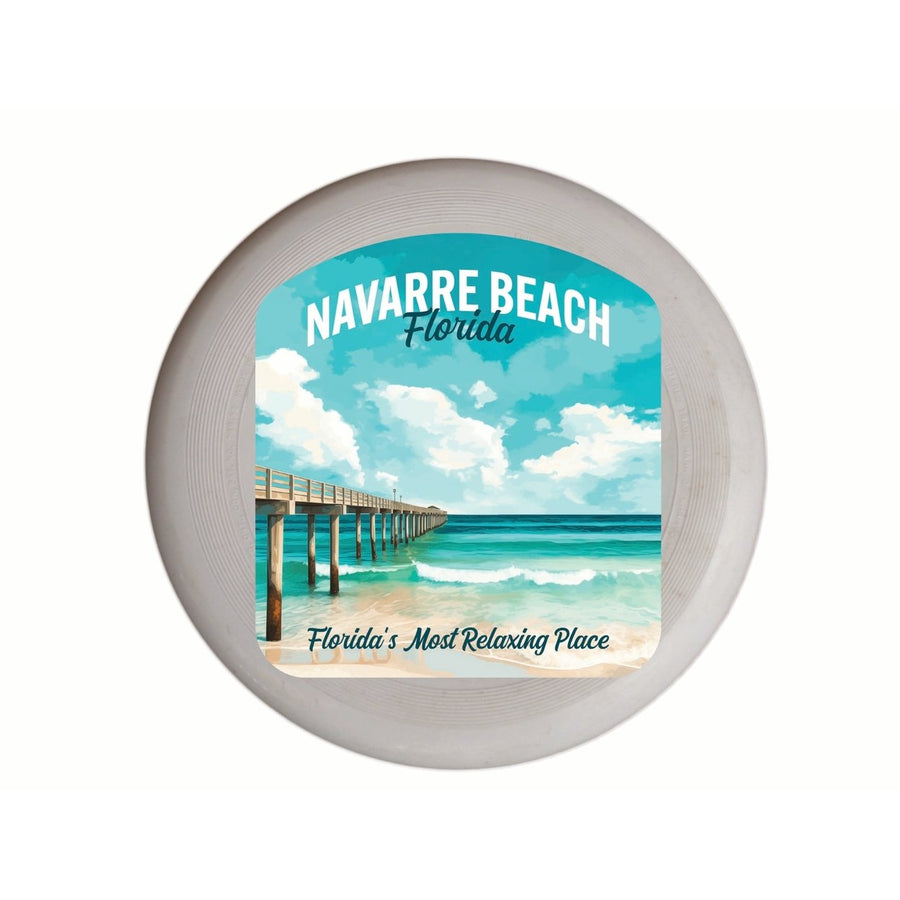 Navarre Beach Florida Pier Painting Design Souvenir Frisbee Flying Disc Image 1