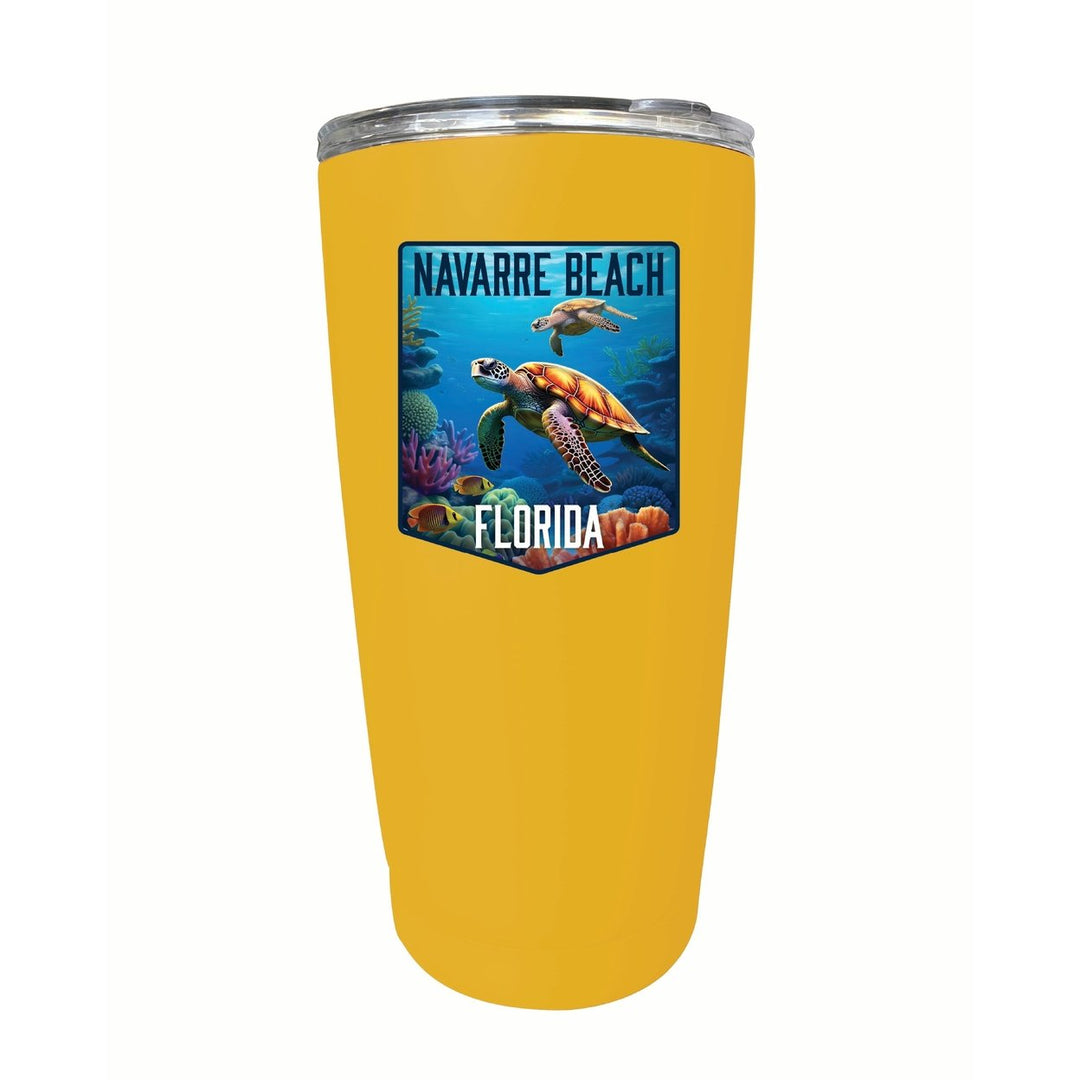 Navarre Beach Florida Underwater Turtle Design Souvenir 16 oz Stainless Steel Insulated Tumbler Image 9