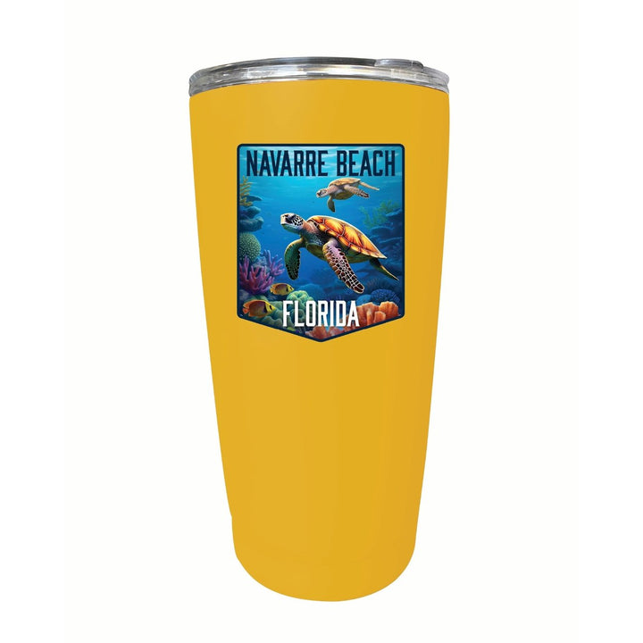 Navarre Beach Florida Underwater Turtle Design Souvenir 16 oz Stainless Steel Insulated Tumbler Image 1