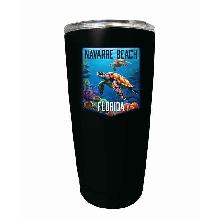 Navarre Beach Florida Underwater Turtle Design Souvenir 16 oz Stainless Steel Insulated Tumbler Image 10