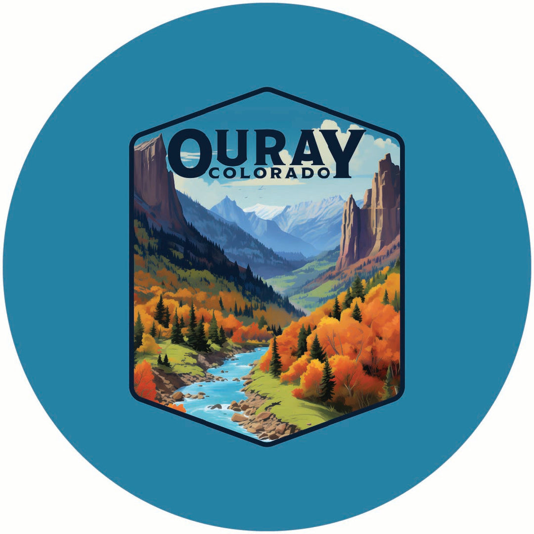 Ouray Colorado Mountain and River Design Souvenir Coaster Paper 4 Pack Image 1