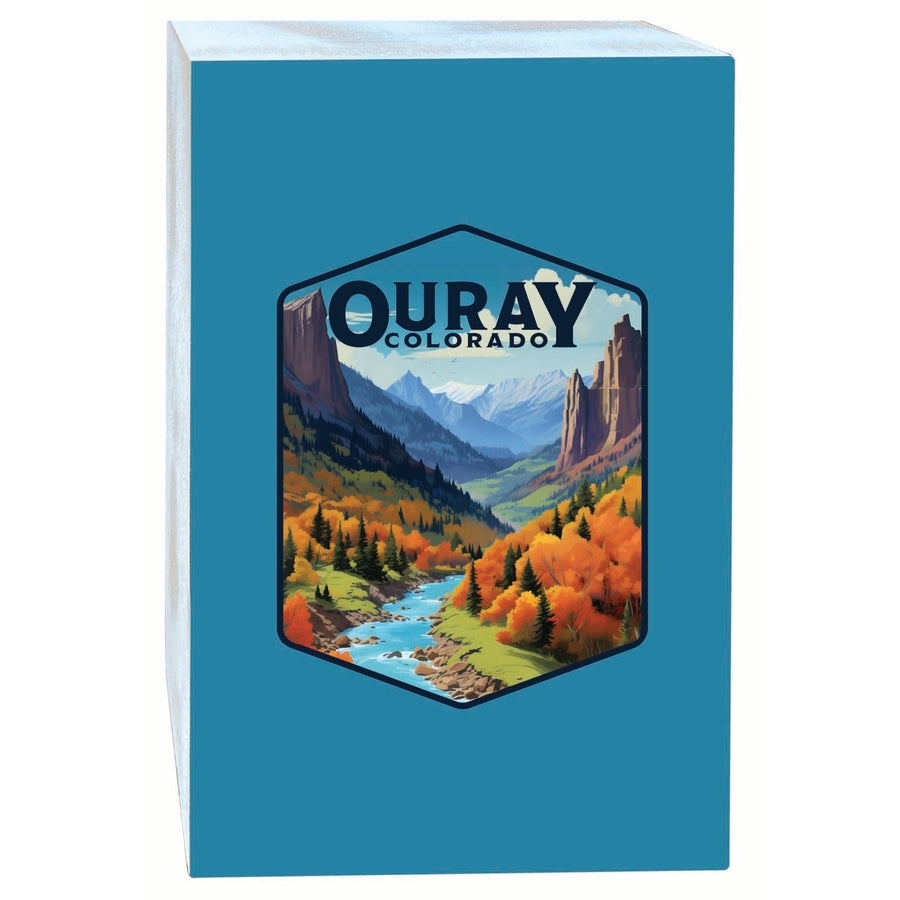 Ouray Colorado Mountain and River Design Souvenir Wood sign with frame 5x7 Image 1