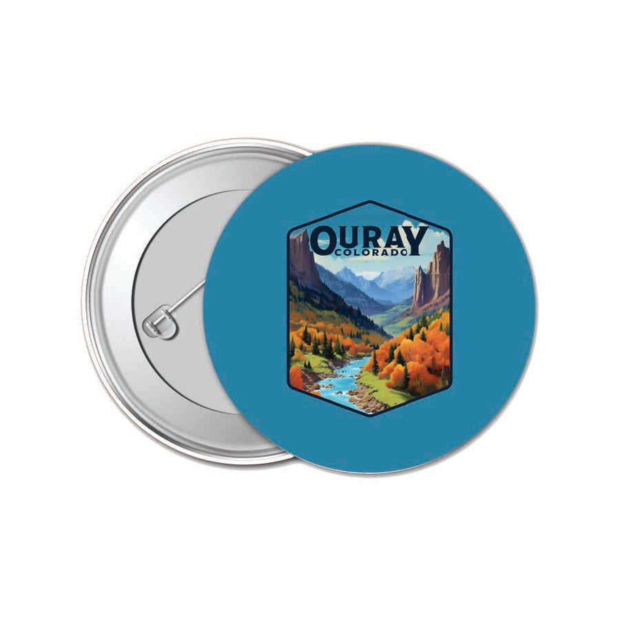 Ouray Colorado Mountain and River Design Souvenir Small 1-Inch Button Pin 4 Pack Image 1