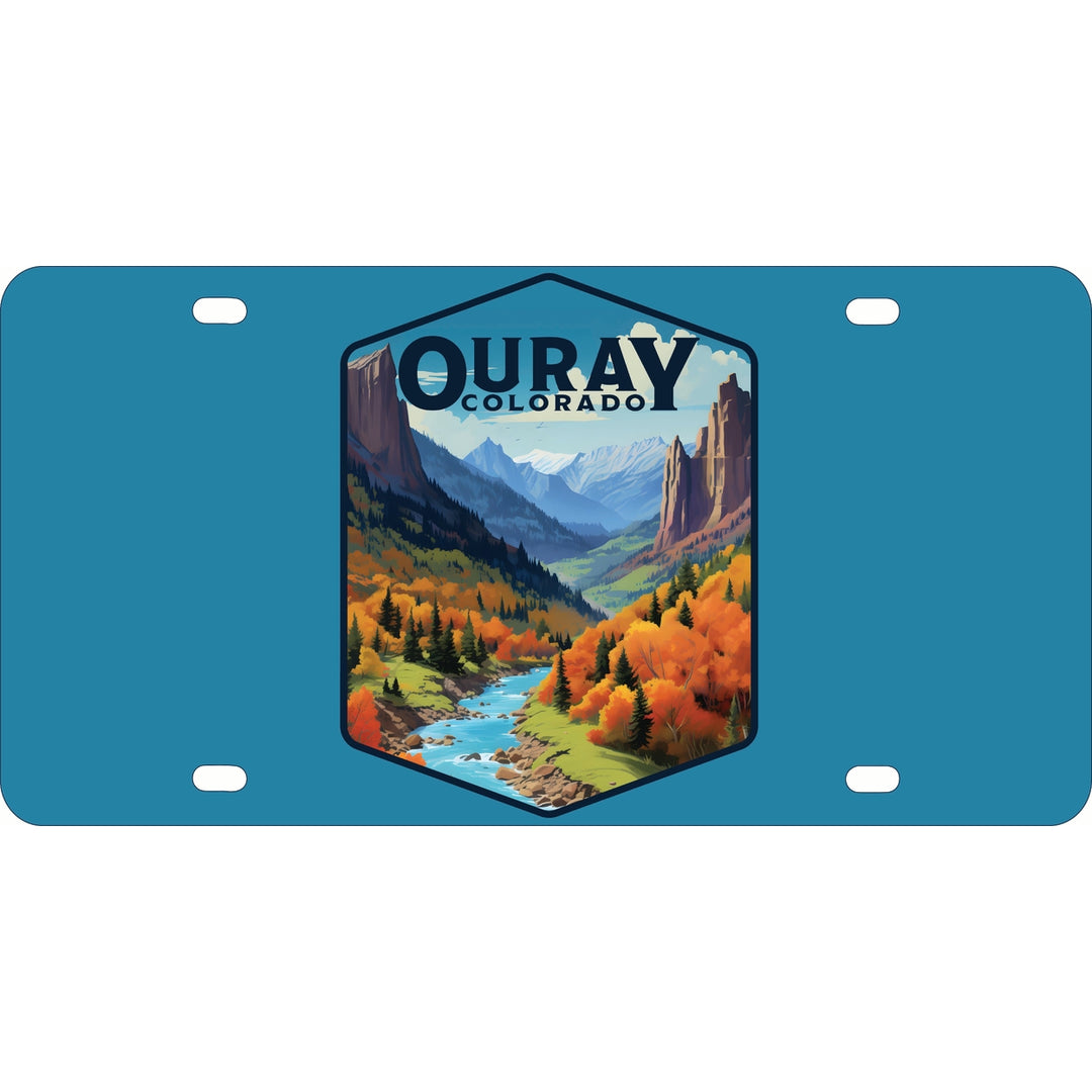 Ouray Colorado Mountain and River Design Souvenir Metal License Plate Image 1