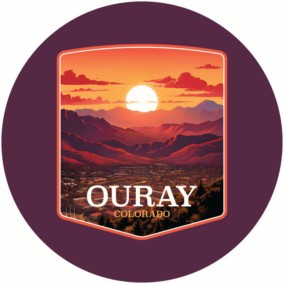 Ouray Colorado Mountain Sunset Design Souvenir Coaster Paper 4 Pack Image 1