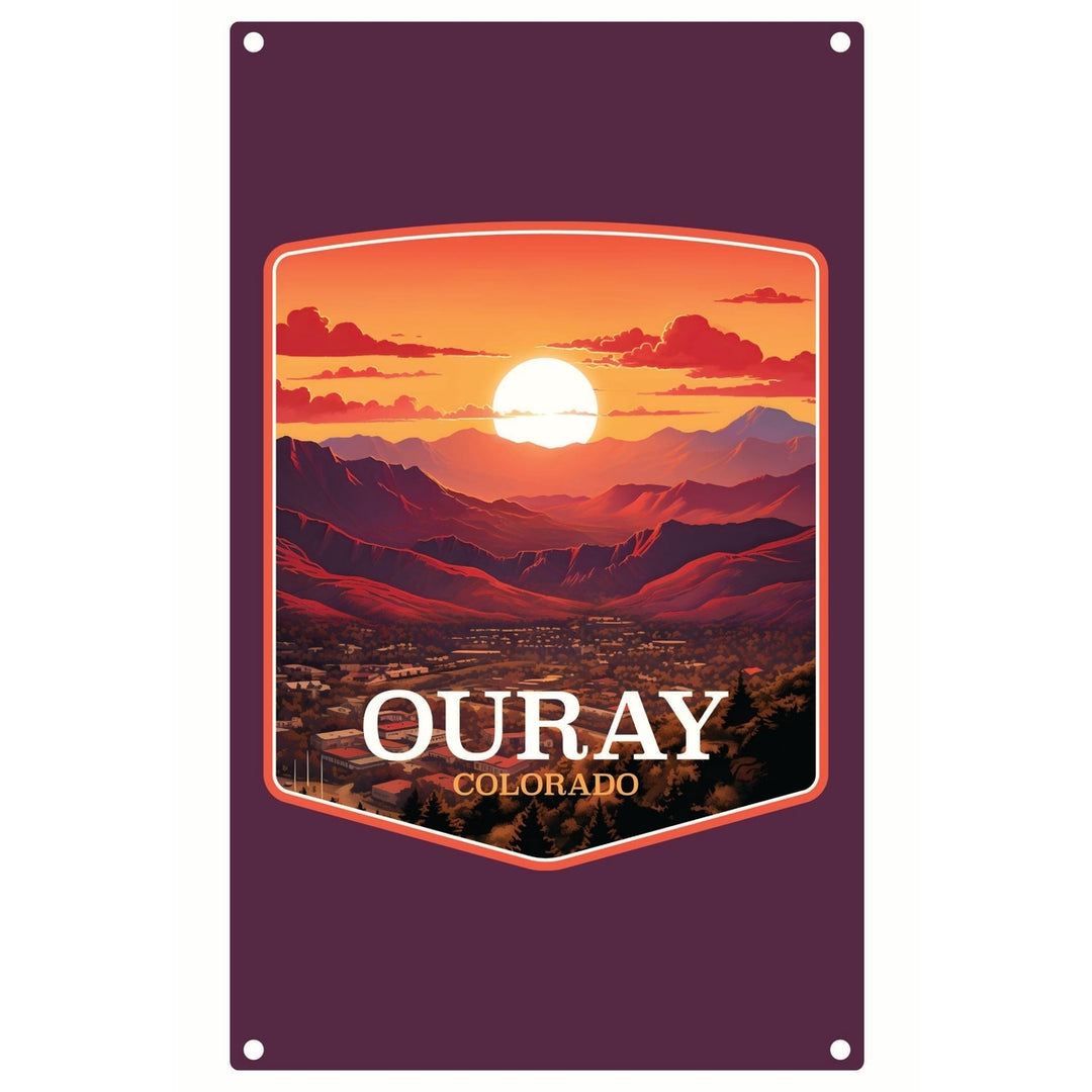 Ouray Colorado Mountain Sunset Design Souvenir Metal Sign 9 x 15 Image 1