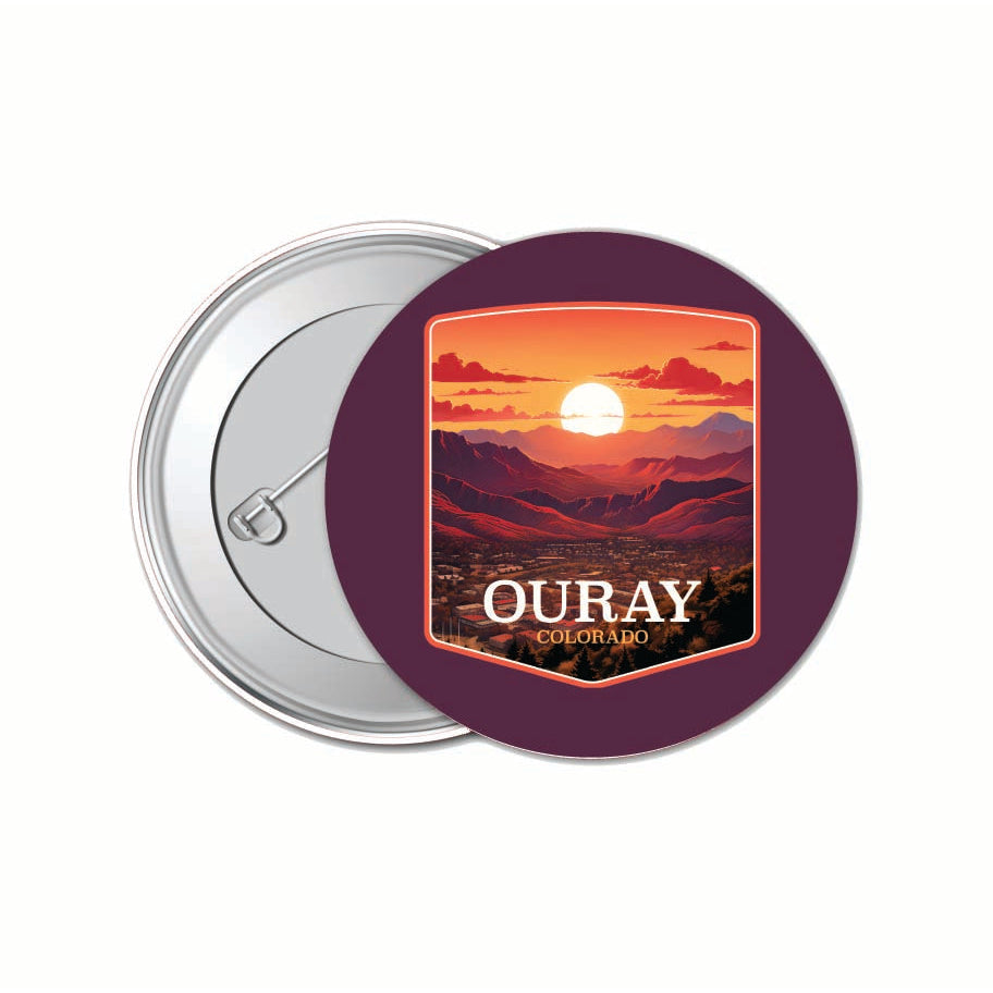 Ouray Colorado Mountain Sunset Design Souvenir Small 1-Inch Button Pin 4 Pack Image 1