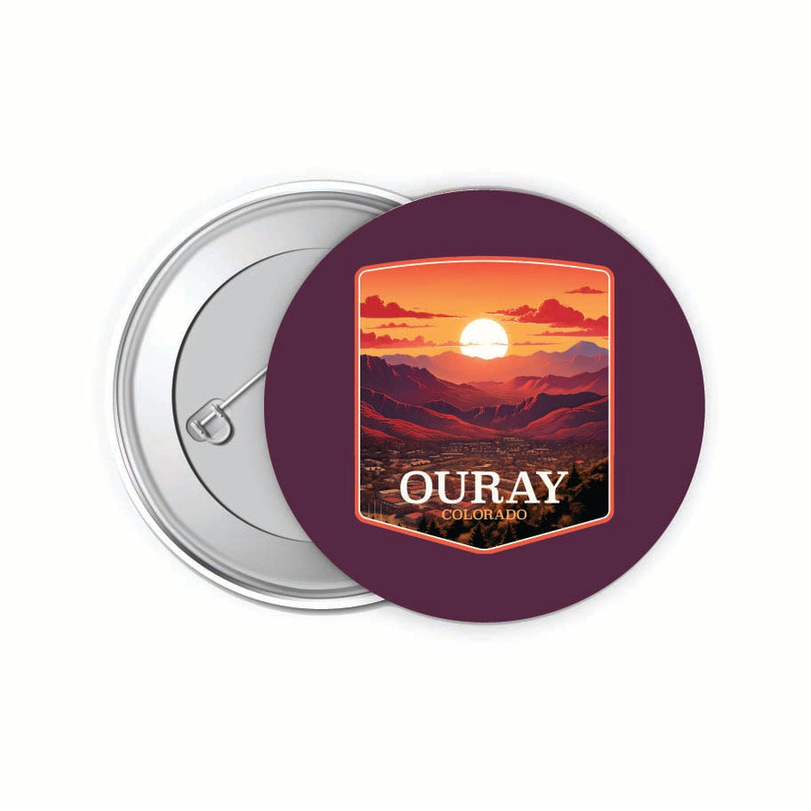 Ouray Colorado Mountain Sunset Design Souvenir Small 2-Inch Button Pin 4 Pack Image 1