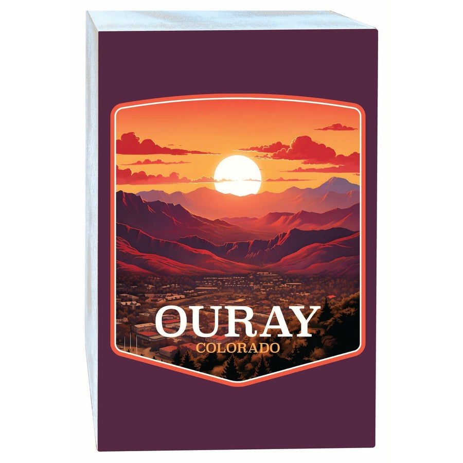 Ouray Colorado Mountain Sunset Design Souvenir Wood sign with frame 5x7 Image 1