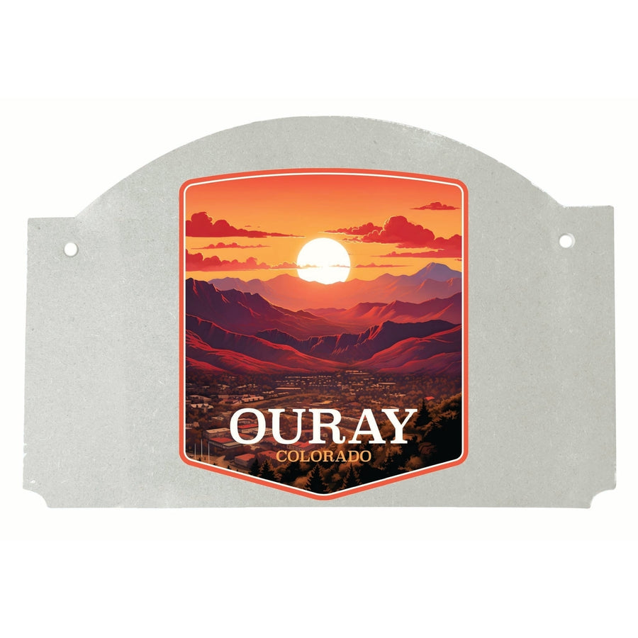 Ouray Colorado Mountain Sunset Design Souvenir Wood sign flat with string Image 1