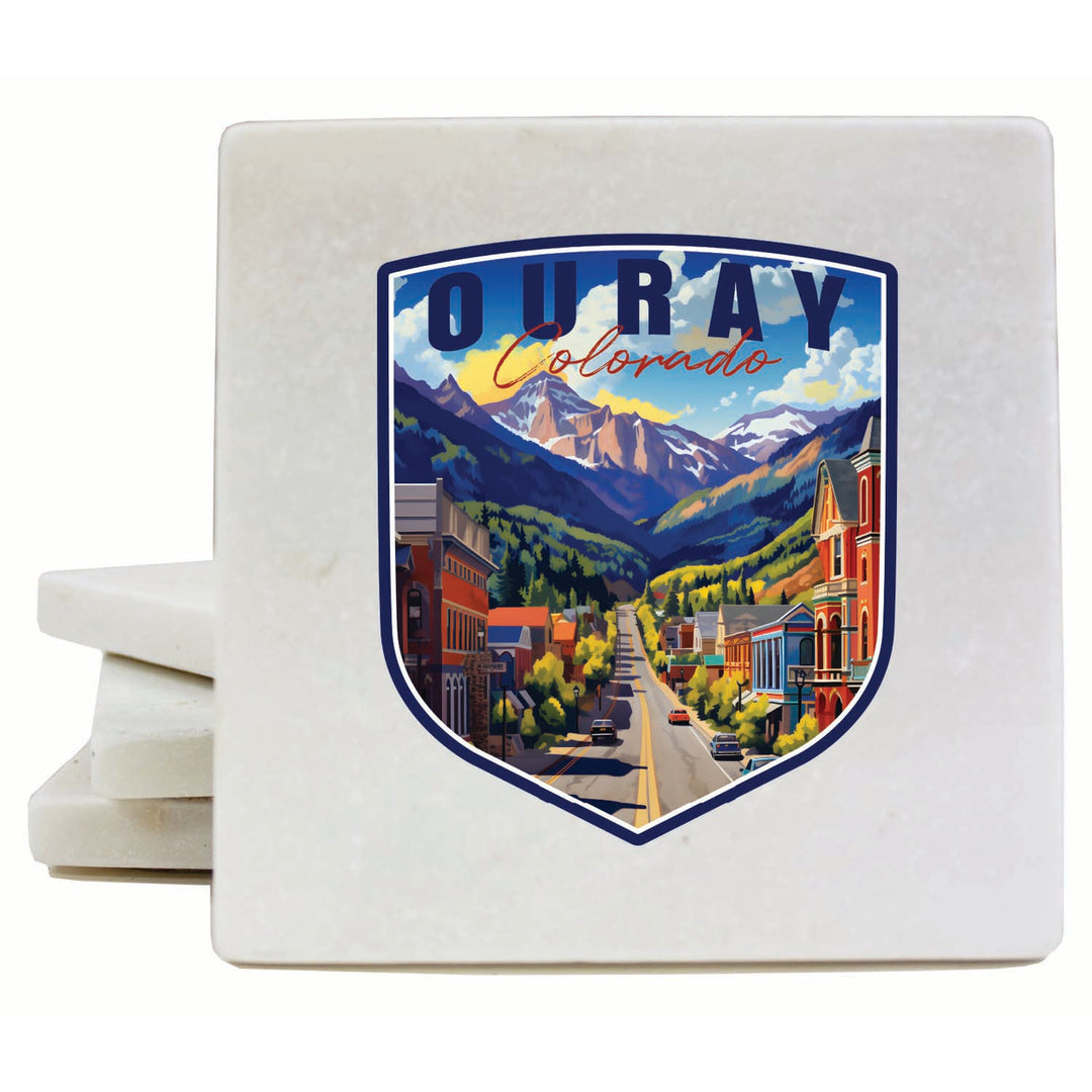 Ouray Colorado Town Design Souvenir 4x4-Inch Coaster Marble 4 Pack Image 1