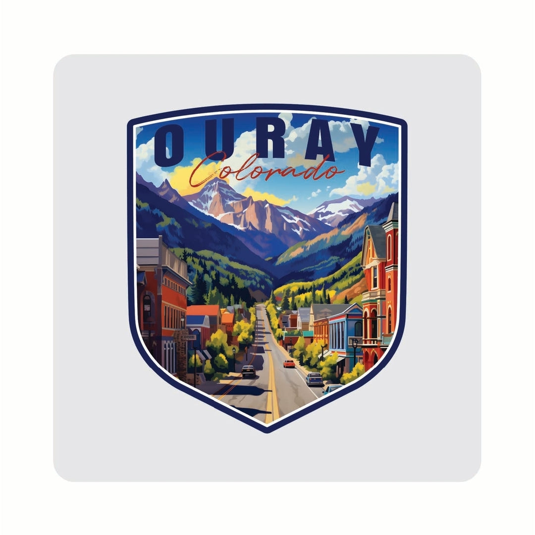 Ouray Colorado Town Design Souvenir 4x4-Inch Coaster Acrylic 4 Pack Image 1