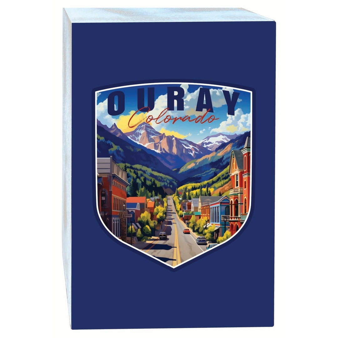 Ouray Colorado Town Design Souvenir Wood sign with frame 5x7 Image 1