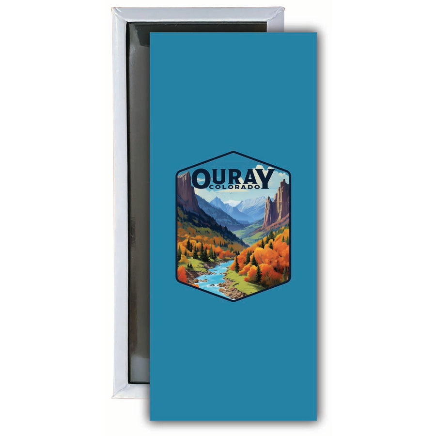 Ouray Colorado Mountain and River Design Souvenir Fridge Magnet 4.75 x 2 Inch Image 1