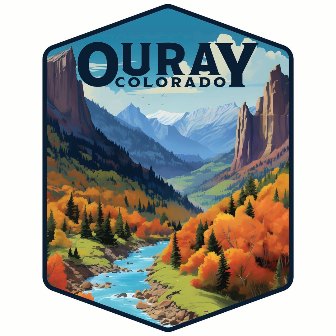 Ouray Colorado Mountain and River Design Souvenir Die Cut Flat Magnet Image 1