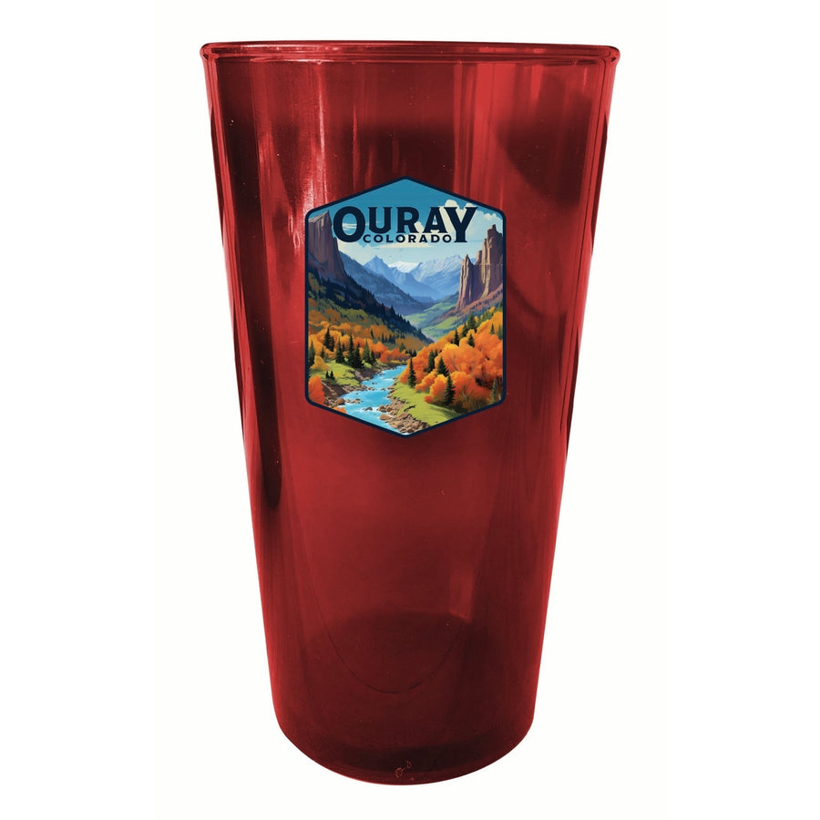 Ouray Colorado Mountain and River Design Souvenir Plastic 16 oz pint Image 1