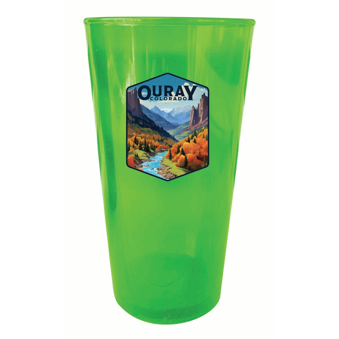 Ouray Colorado Mountain and River Design Souvenir Plastic 16 oz pint Image 2