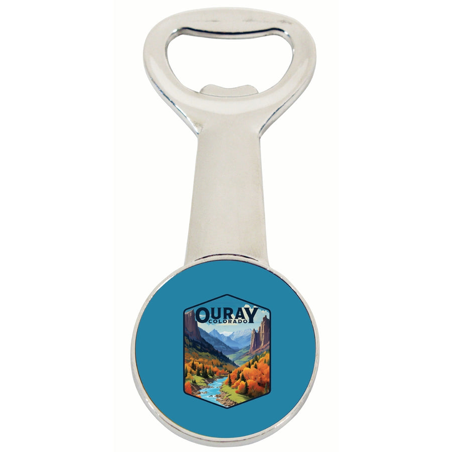 Ouray Colorado Mountain and River Design Souvenir Magnetic Bottle Opener Image 1