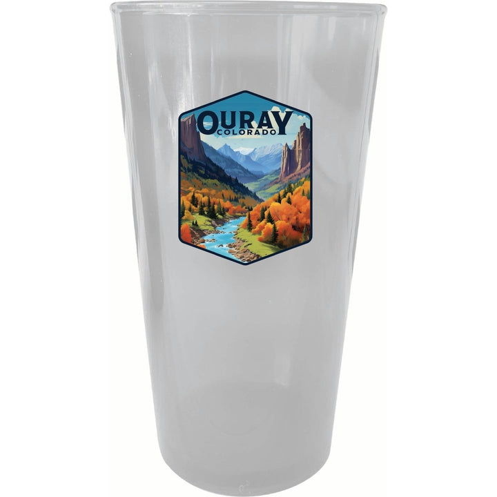 Ouray Colorado Mountain and River Design Souvenir Plastic 16 oz pint Image 3