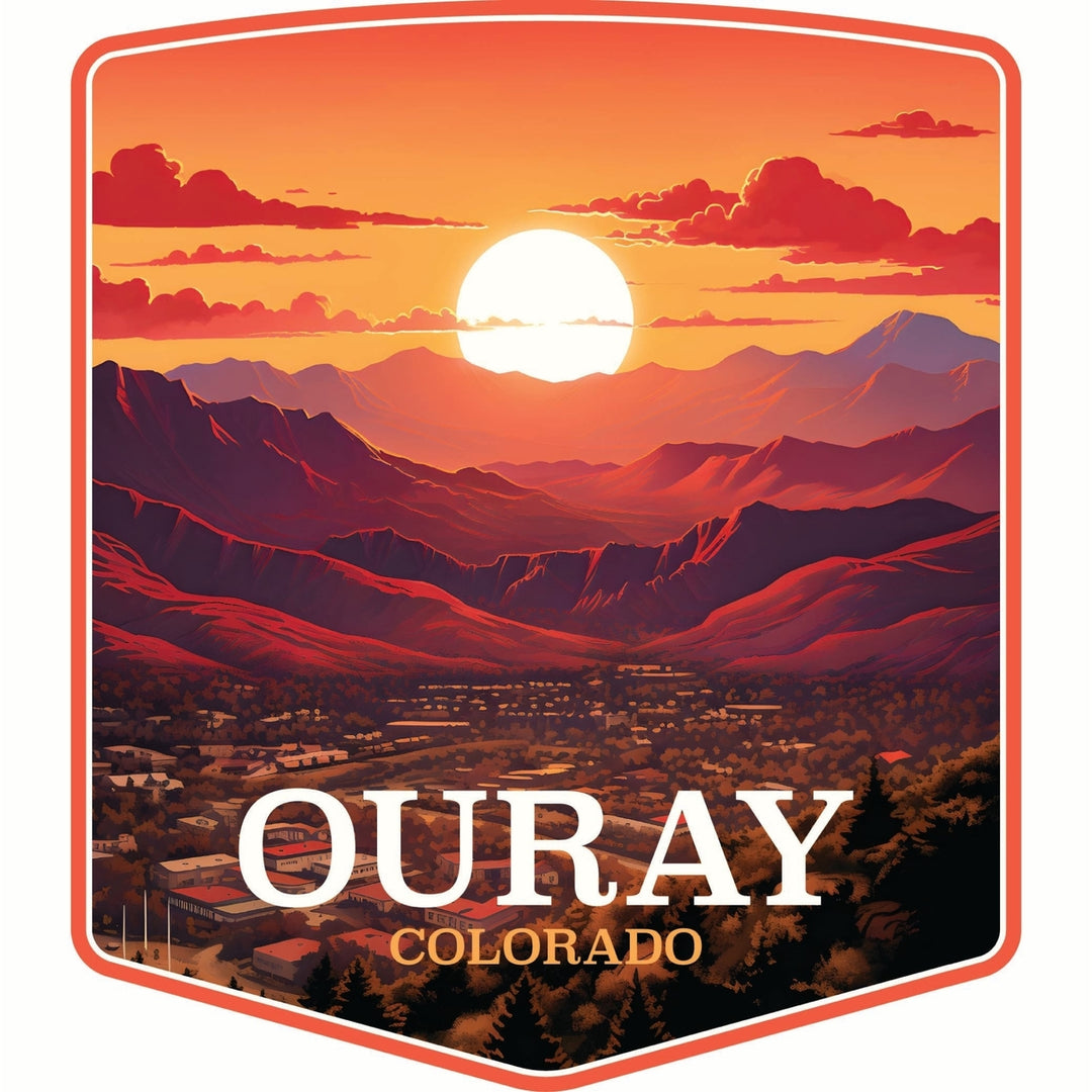 Ouray Colorado Mountain Sunset Design Souvenir Die Cut Flat Magnet Image 1