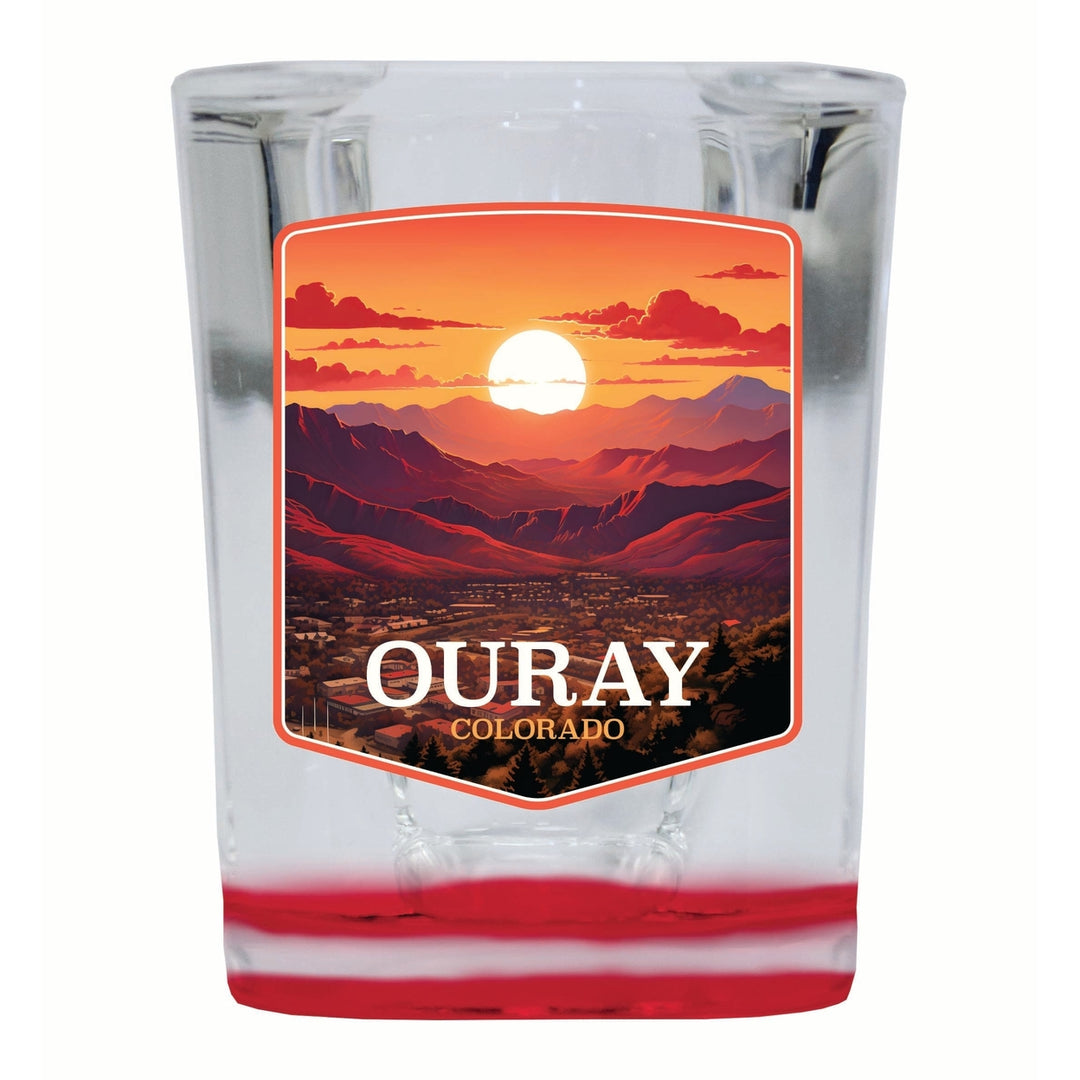 Ouray Colorado Mountain Sunset Design Souvenir 2 Ounce Shot Glass Square Image 2