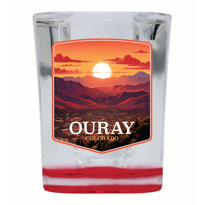 Ouray Colorado Mountain Sunset Design Souvenir 2 Ounce Shot Glass Square Image 1