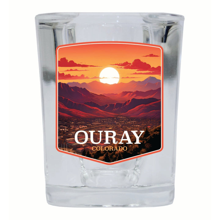 Ouray Colorado Mountain Sunset Design Souvenir 2 Ounce Shot Glass Square Image 3