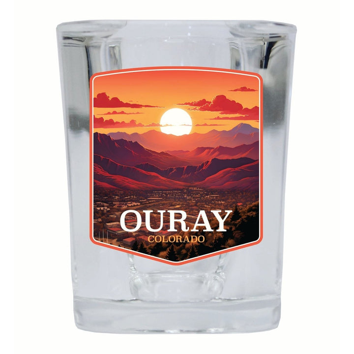 Ouray Colorado Mountain Sunset Design Souvenir 2 Ounce Shot Glass Square Image 1