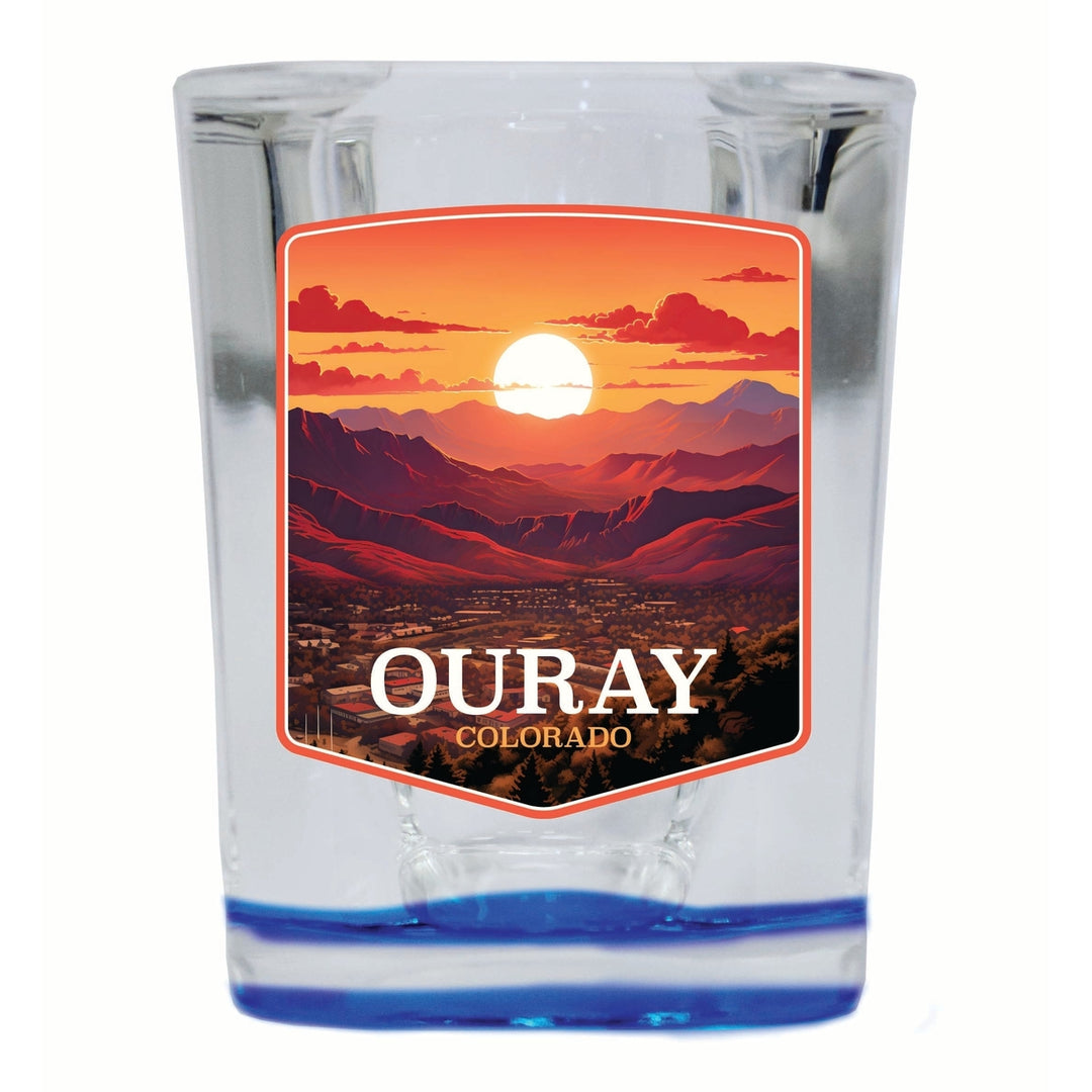 Ouray Colorado Mountain Sunset Design Souvenir 2 Ounce Shot Glass Square Image 4