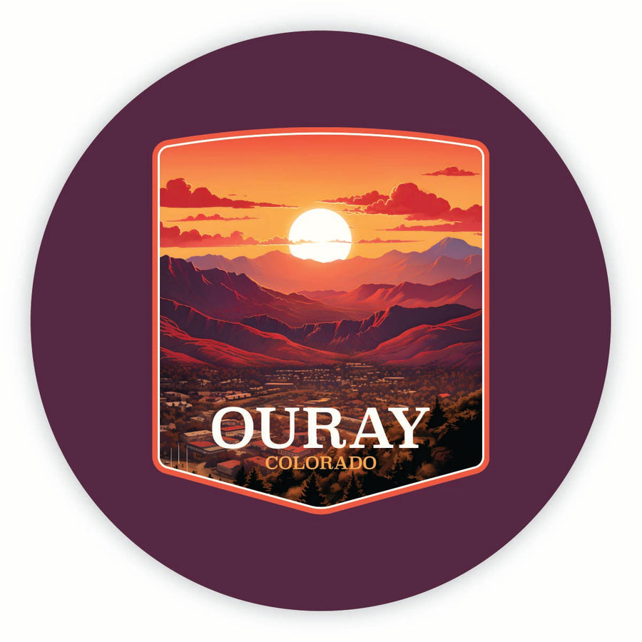 Ouray Colorado Mountain Sunset Design Souvenir Round Fridge Magnet Image 1