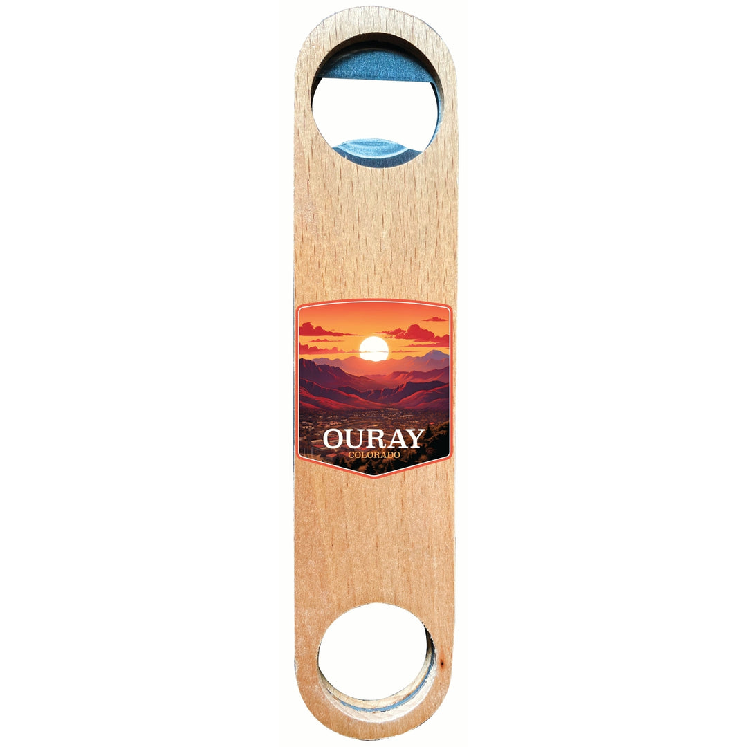 Ouray Colorado Mountain Sunset Design Souvenir Wooden Bottle Opener Image 1