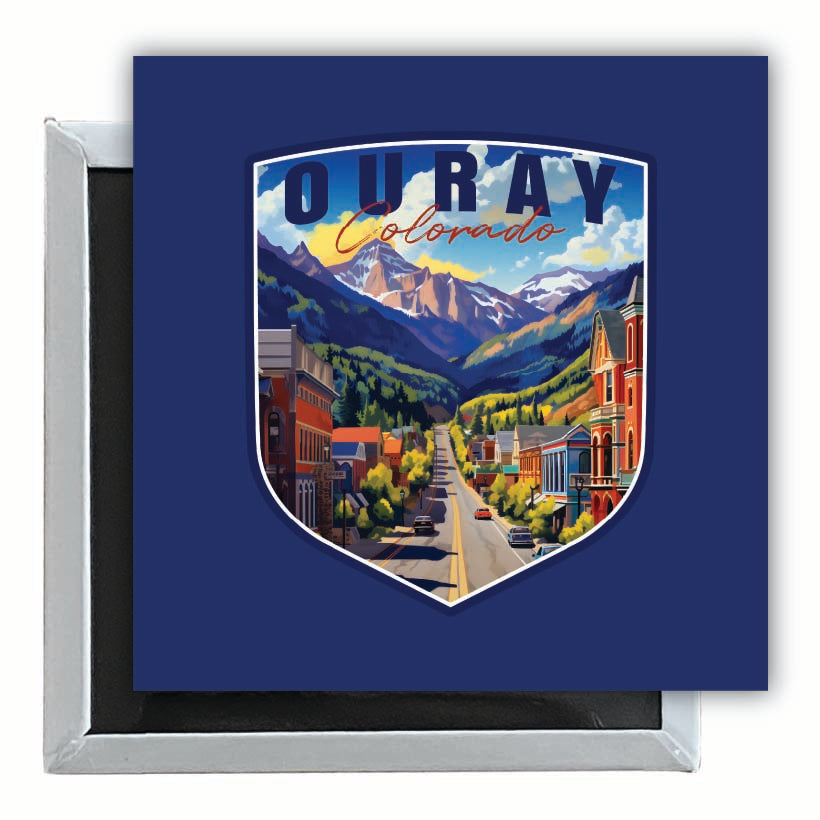 Ouray Colorado Town Design Souvenir 2.5 x 2.5-Inch Fridge Magnet Image 1