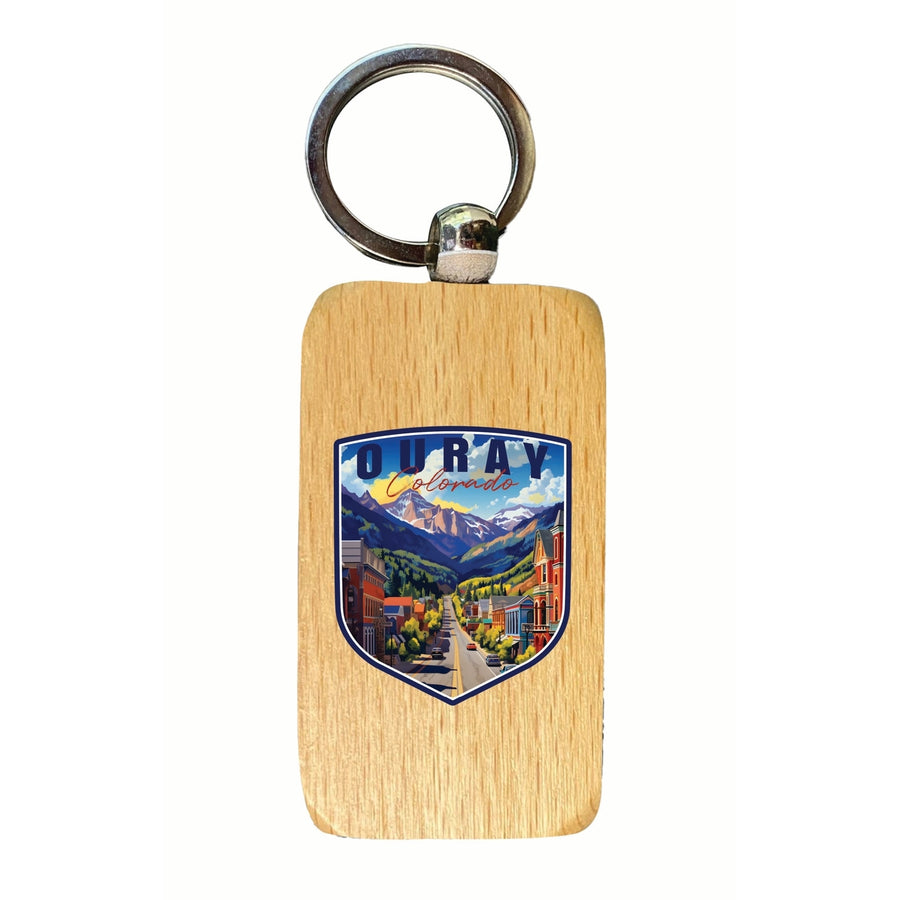 Ouray Colorado Town Design Souvenir 2.5x1-Inch Souvenir Wooden Keychain Image 1