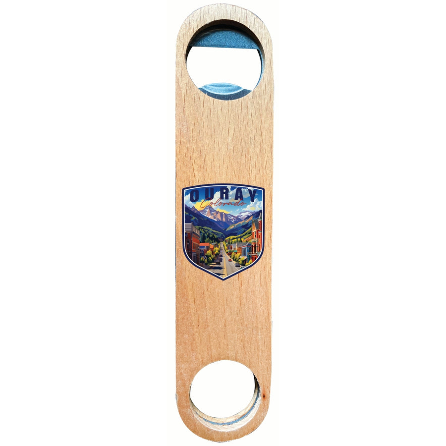 Ouray Colorado Town Design Souvenir Wooden Bottle Opener Image 1