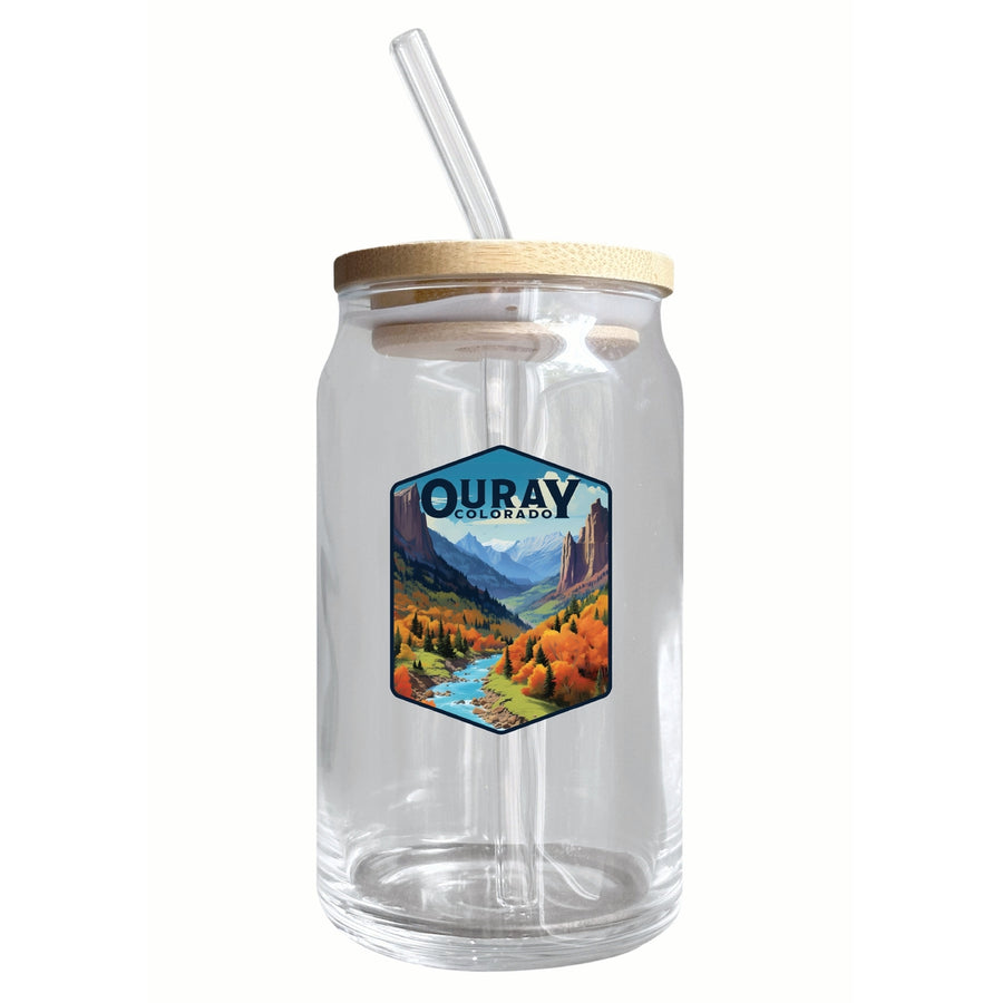 Ouray Colorado Mountain and River Design Souvenir 12 oz Beer Can Glass Image 1