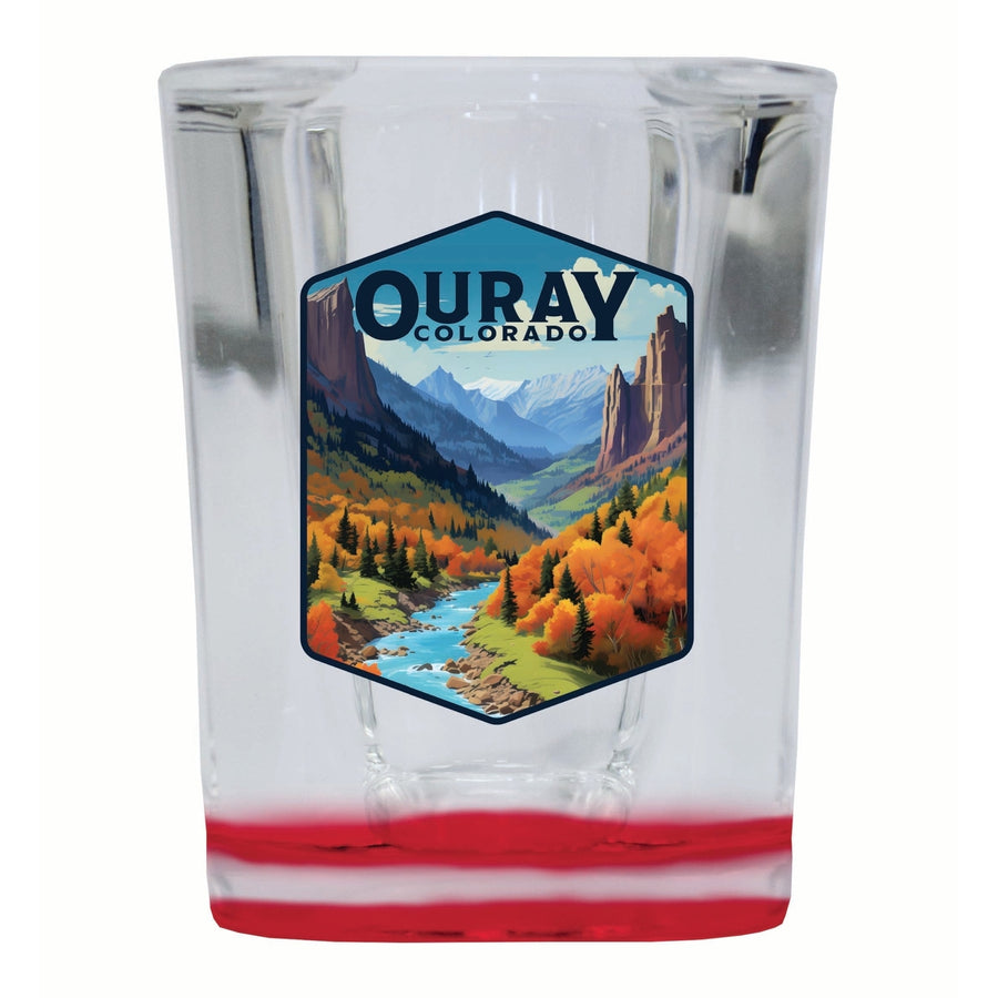 Ouray Colorado Mountain and River Design Souvenir 2 Ounce Shot Glass Square Image 1