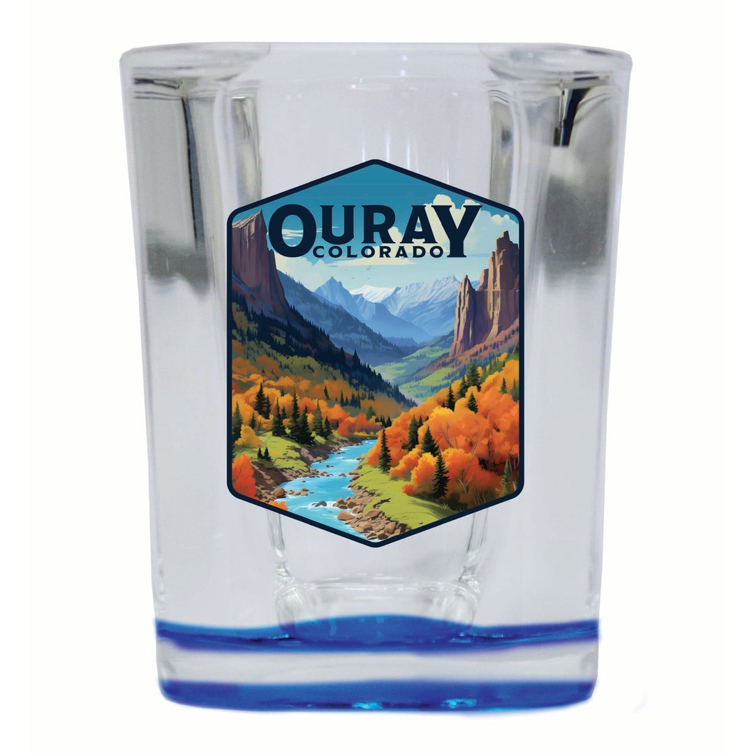 Ouray Colorado Mountain and River Design Souvenir 2 Ounce Shot Glass Square Image 2