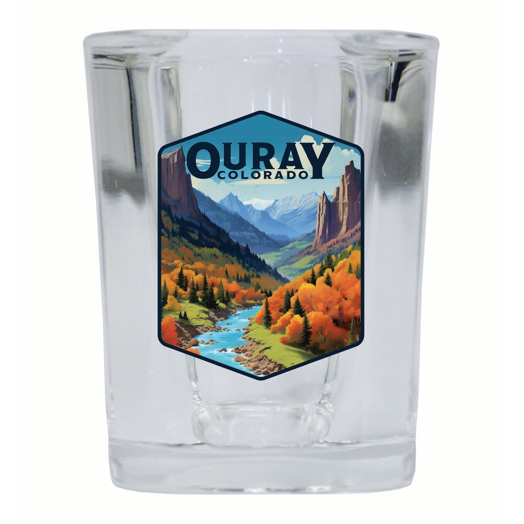 Ouray Colorado Mountain and River Design Souvenir 2 Ounce Shot Glass Square Image 3