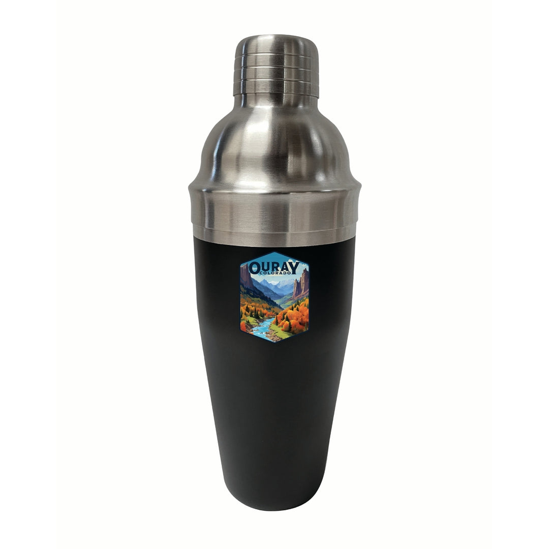 Ouray Colorado Mountain and River Design Souvenir 24 oz Stainless Steel Cocktail Shaker Black Image 1