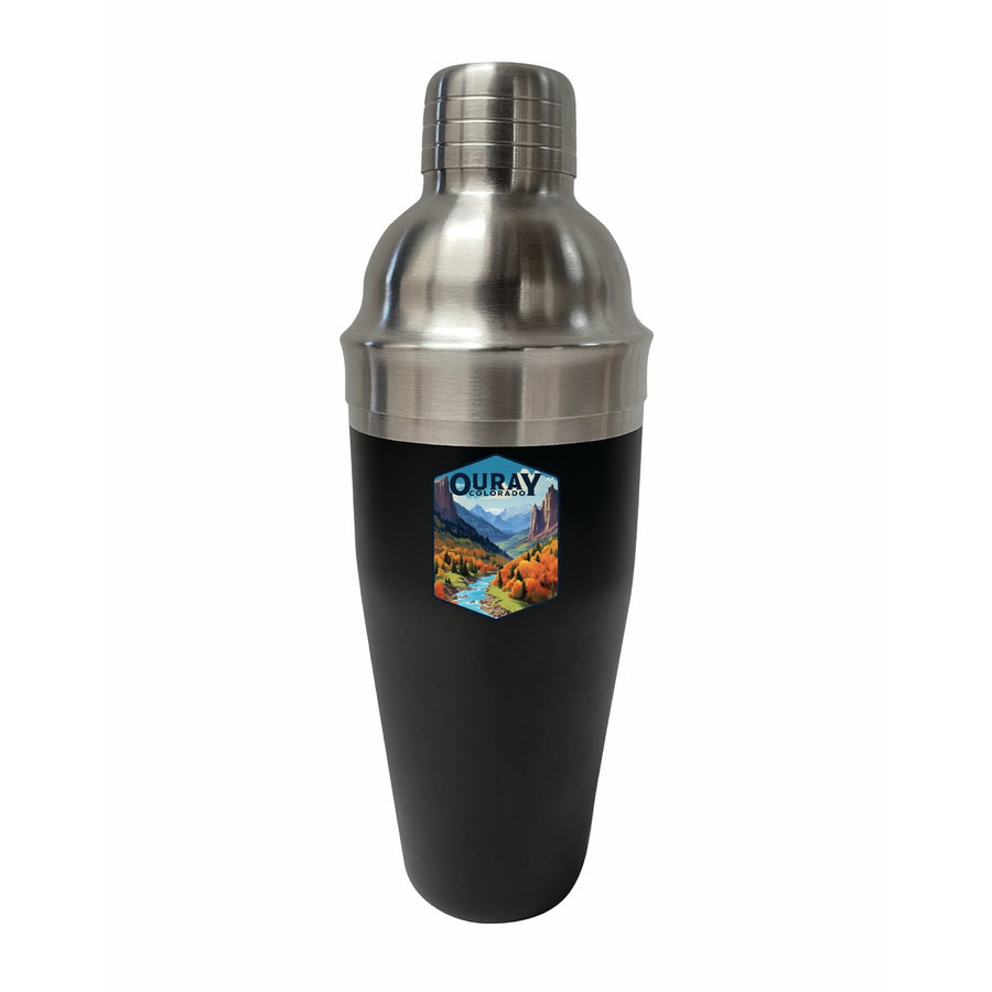 Ouray Colorado Mountain and River Design Souvenir 24 oz Stainless Steel Cocktail Shaker Black Image 1