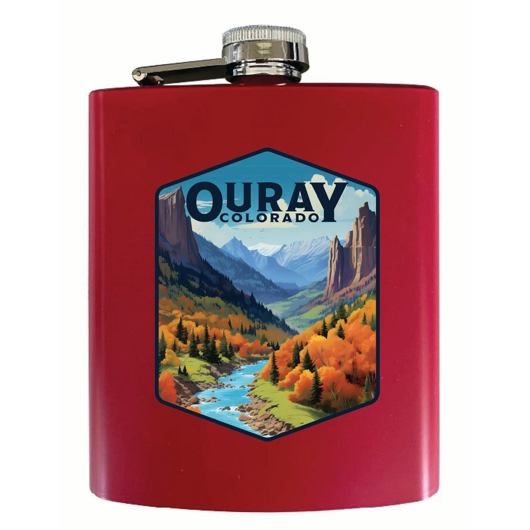 Ouray Colorado Mountain and River Design Souvenir 7 oz Steel Flask Matte Finish Image 4