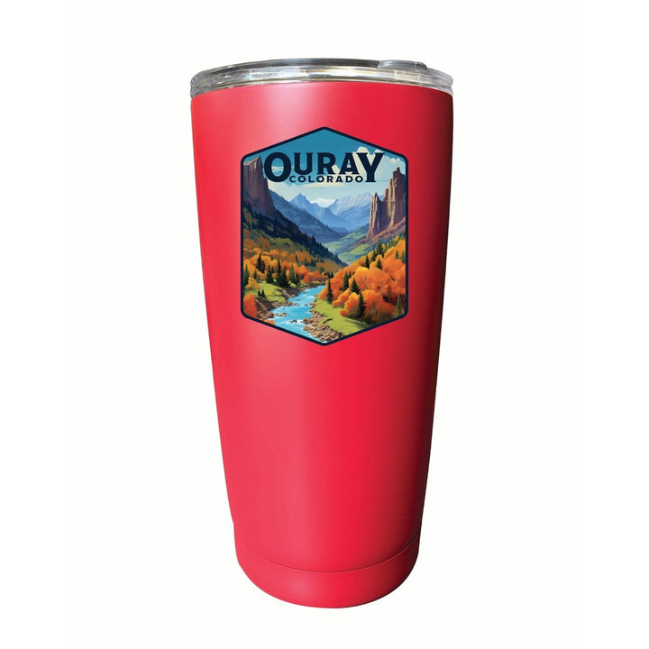 Ouray Colorado Mountain and River Design Souvenir 16 oz Insulated Tumbler STAINLESS STEEL Image 1