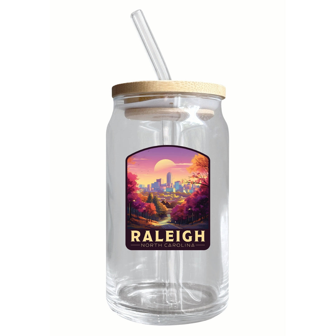 Raleigh North Carolina City of Oaks Design Souvenir 12 oz Beer Can Glass Image 1