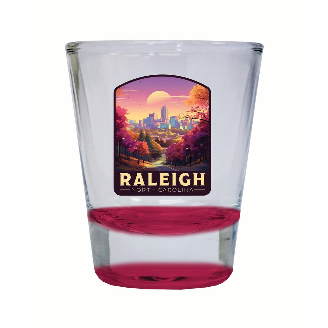 Raleigh North Carolina City of Oaks Design Souvenir 2 Ounce Shot Glass Round Image 1