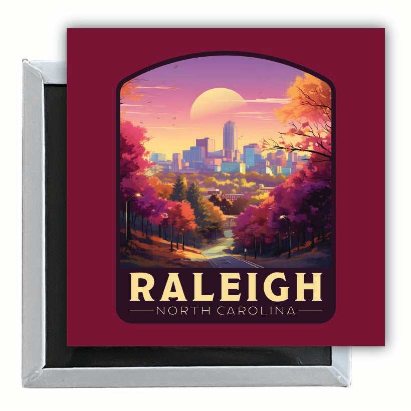 Raleigh North Carolina City of Oaks Design Souvenir 2.5 x 2.5-Inch Fridge Magnet Image 1