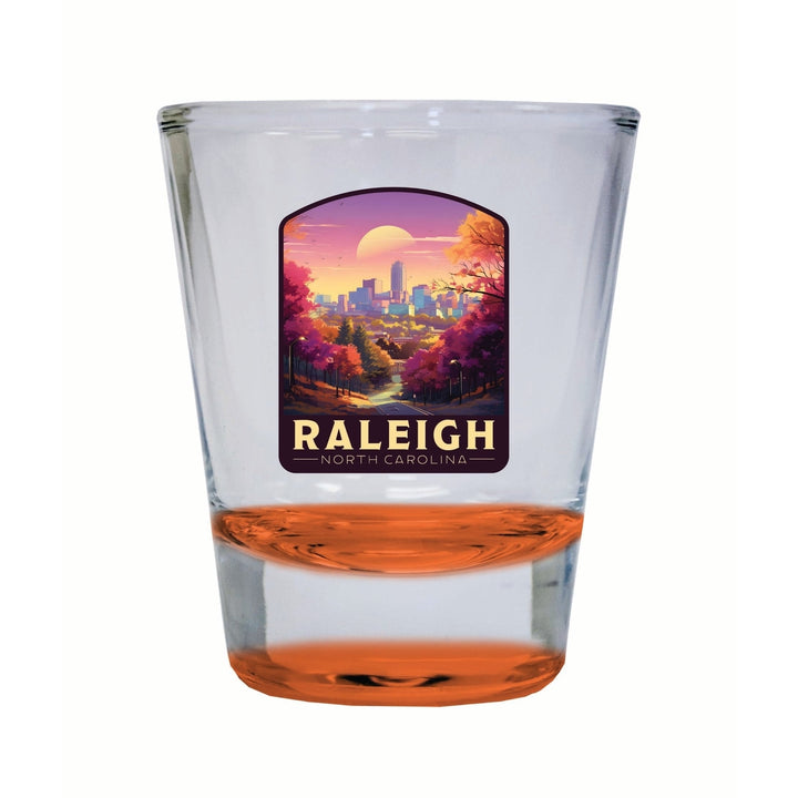 Raleigh North Carolina City of Oaks Design Souvenir 2 Ounce Shot Glass Round Image 2